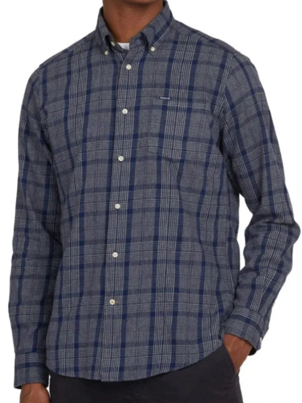 NWT Barbour Inverbeg Tailored Button-Down Shirt, Navy Plaid - Mens US Large